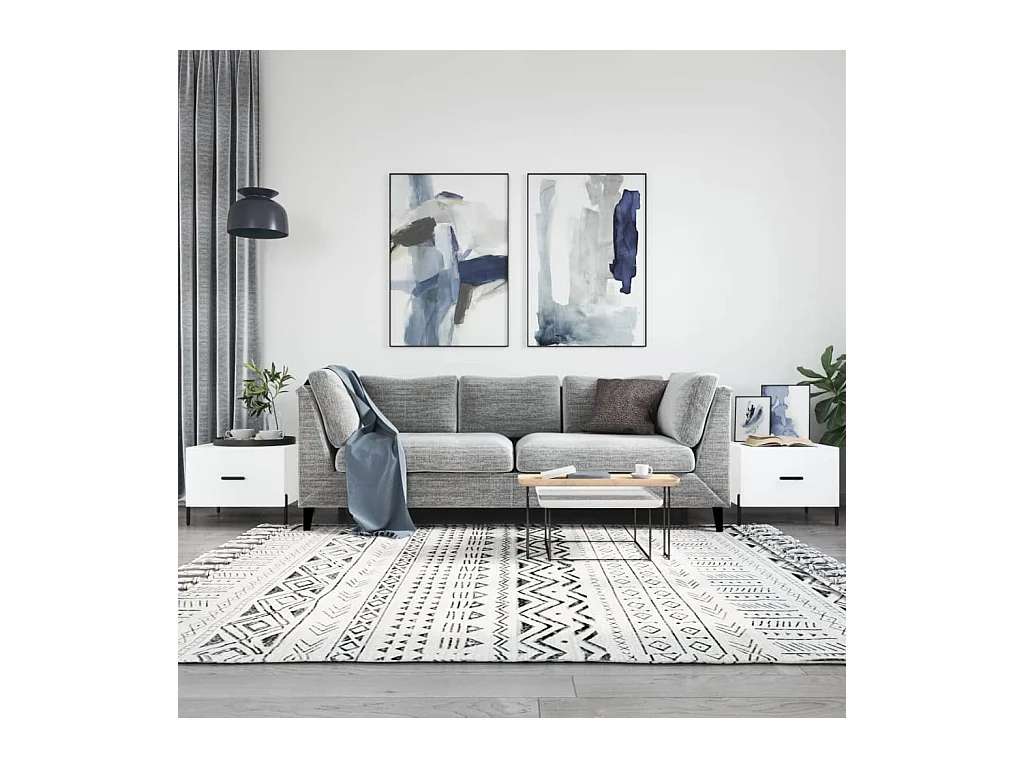 Salontafels 2 stuks wit 50x50x40 cm bewerkt hout