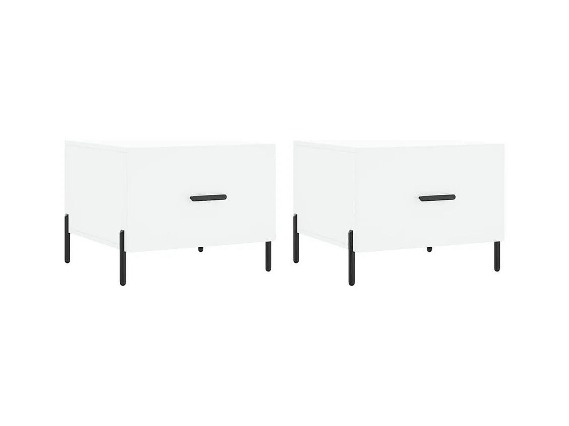 Salontafels 2 stuks wit 50x50x40 cm bewerkt hout