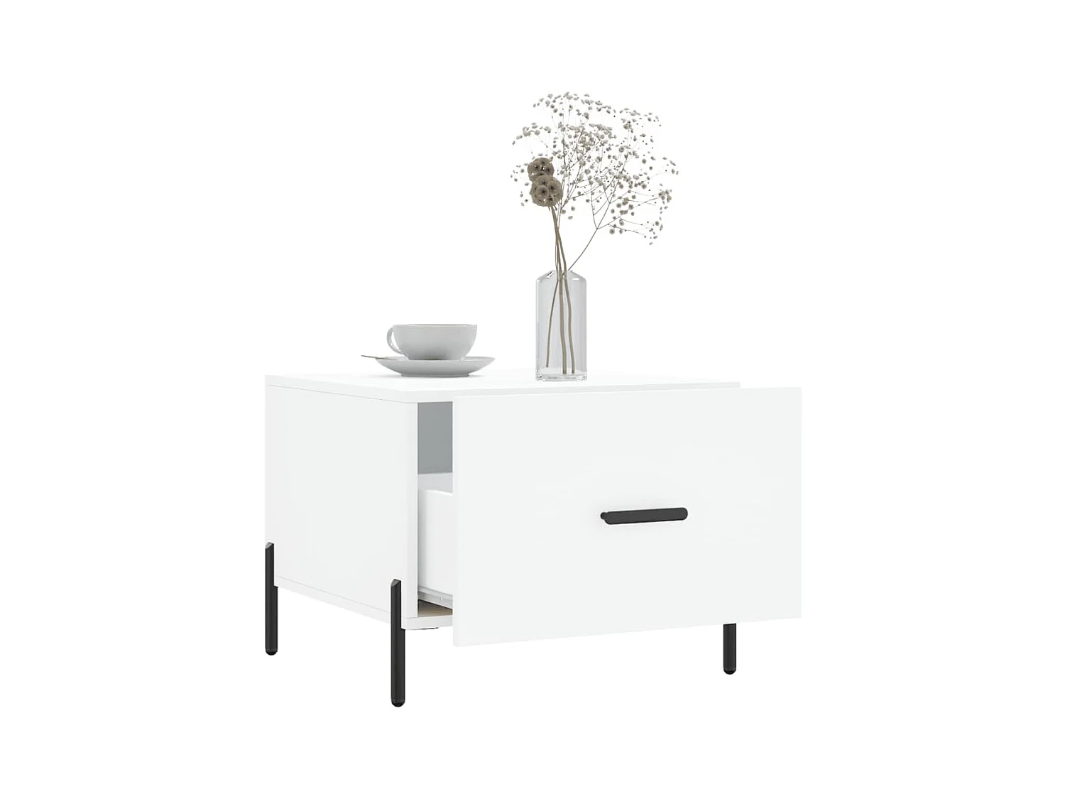 Salontafels 2 stuks wit 50x50x40 cm bewerkt hout