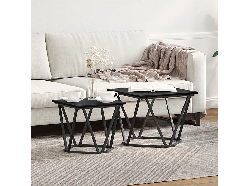 tavolini laterali in rovere nero realizzati in truciolato