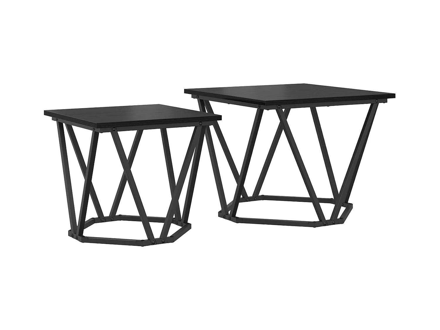 stuks bijzettafels in zwart eikenhout van spaanplaat