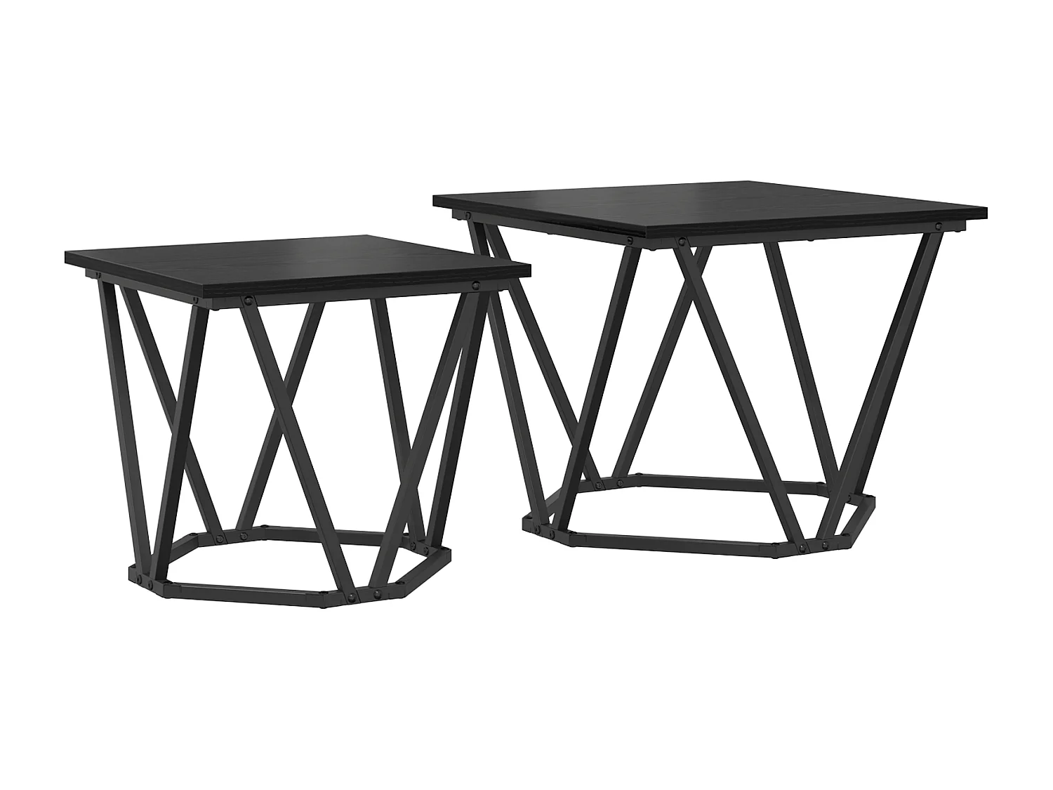 stuks bijzettafels in zwart eikenhout van spaanplaat