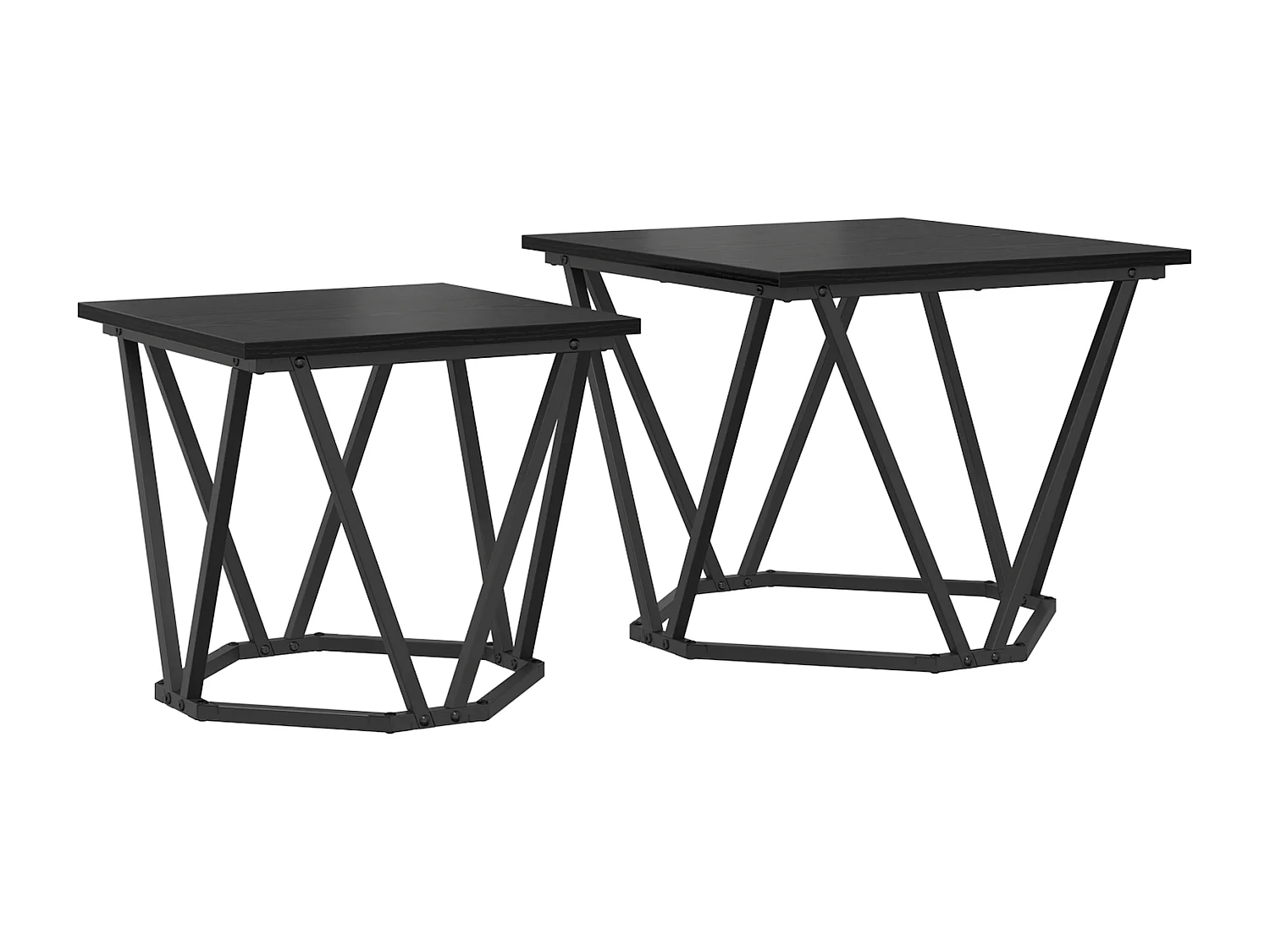 stuks bijzettafels in zwart eikenhout van spaanplaat