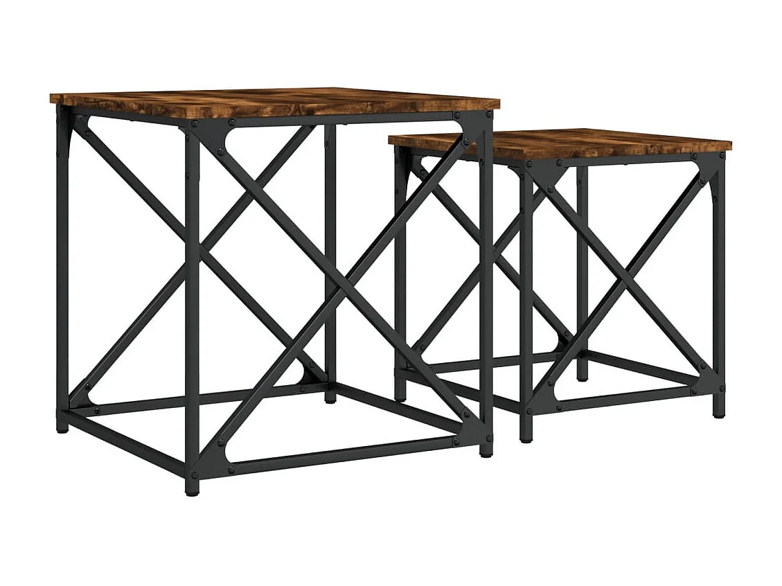 Salontafels in nesting, 2 stuks, gerookt eikenhout