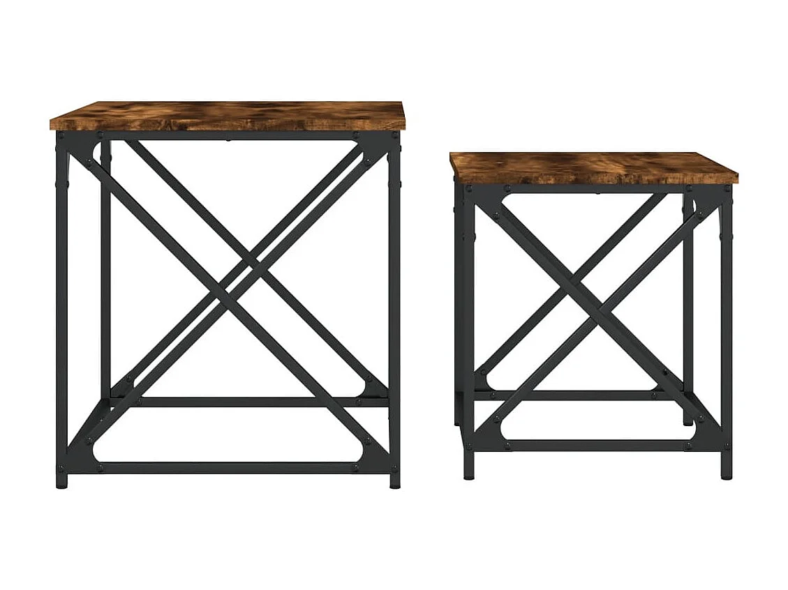 Salontafels in nesting, 2 stuks, gerookt eikenhout