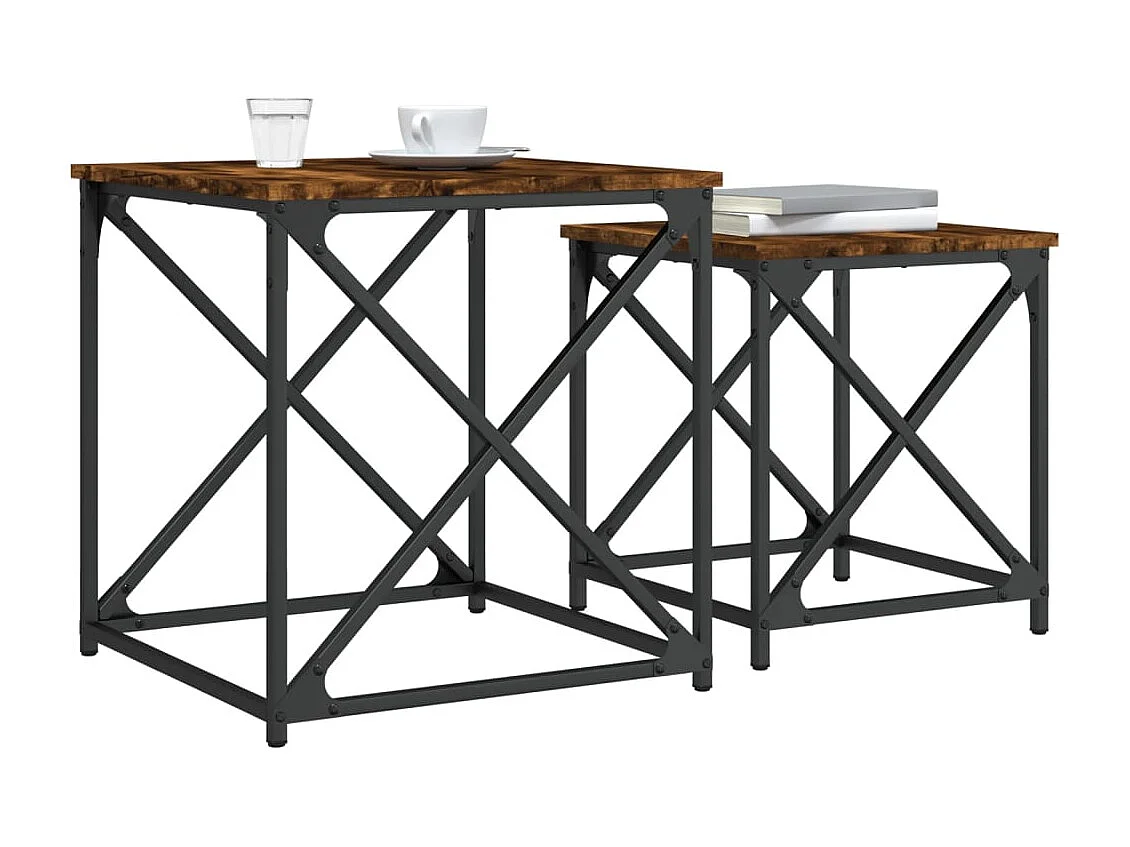 Tables basses gigognes 2 pcs chêne fumé bois d'ingénierie