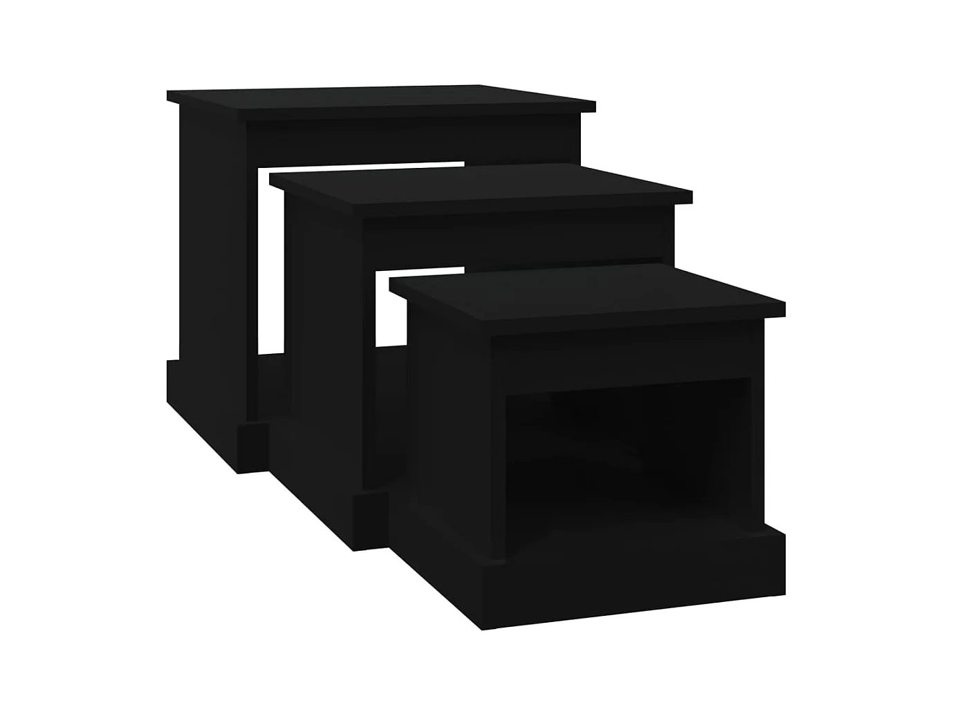 Tables basses 3 pcs noir bois d'ingénierie