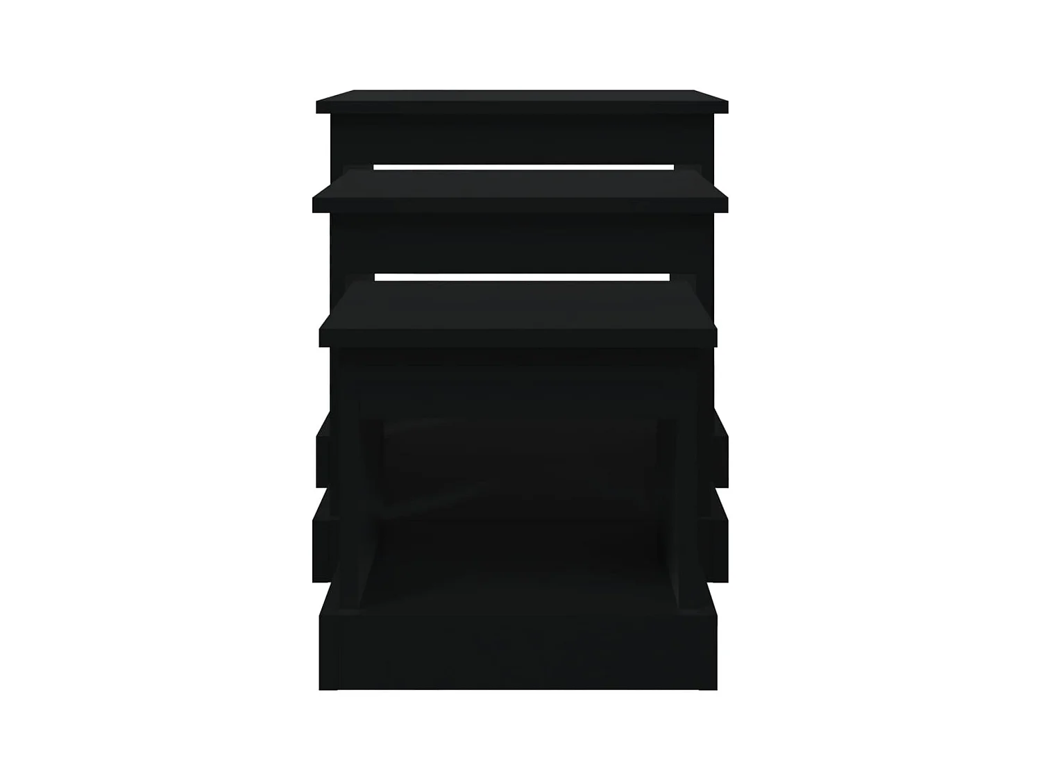 Tables basses 3 pcs noir bois d'ingénierie