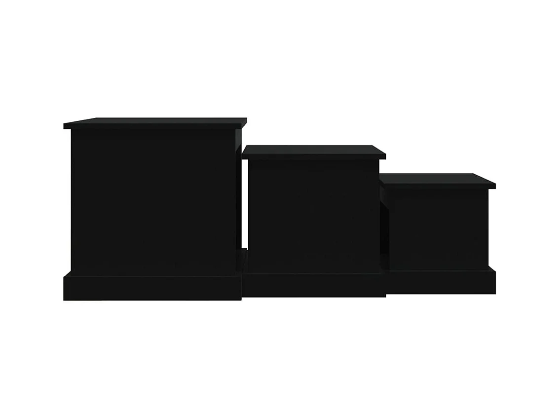 Tables basses 3 pcs noir bois d'ingénierie