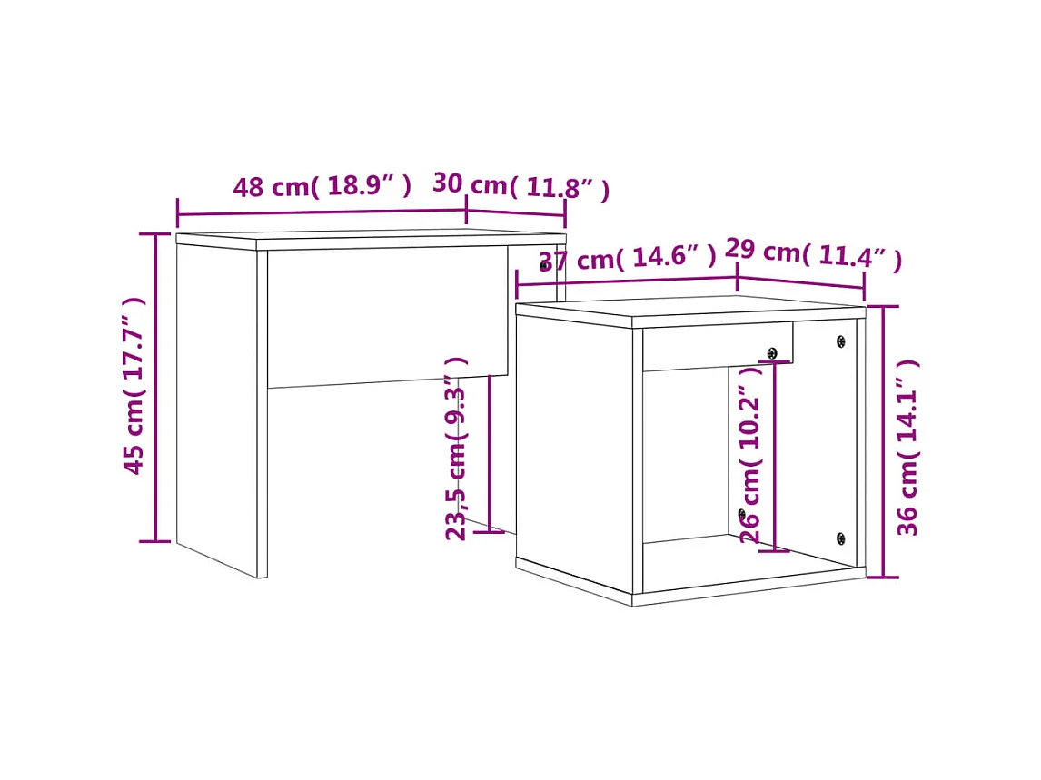 Tables basses gigognes 2 pcs sonoma gris bois d'ingénierie