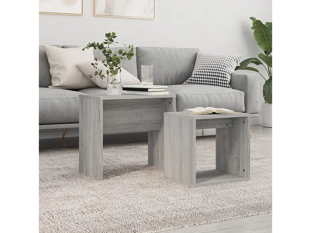 Tables basses gigognes 2 pcs sonoma gris bois d'ingénierie