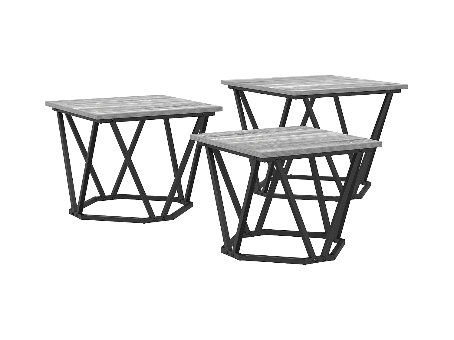 Tables d'appoint 3 pcs Gris Sonoma en bois d'ingénierie