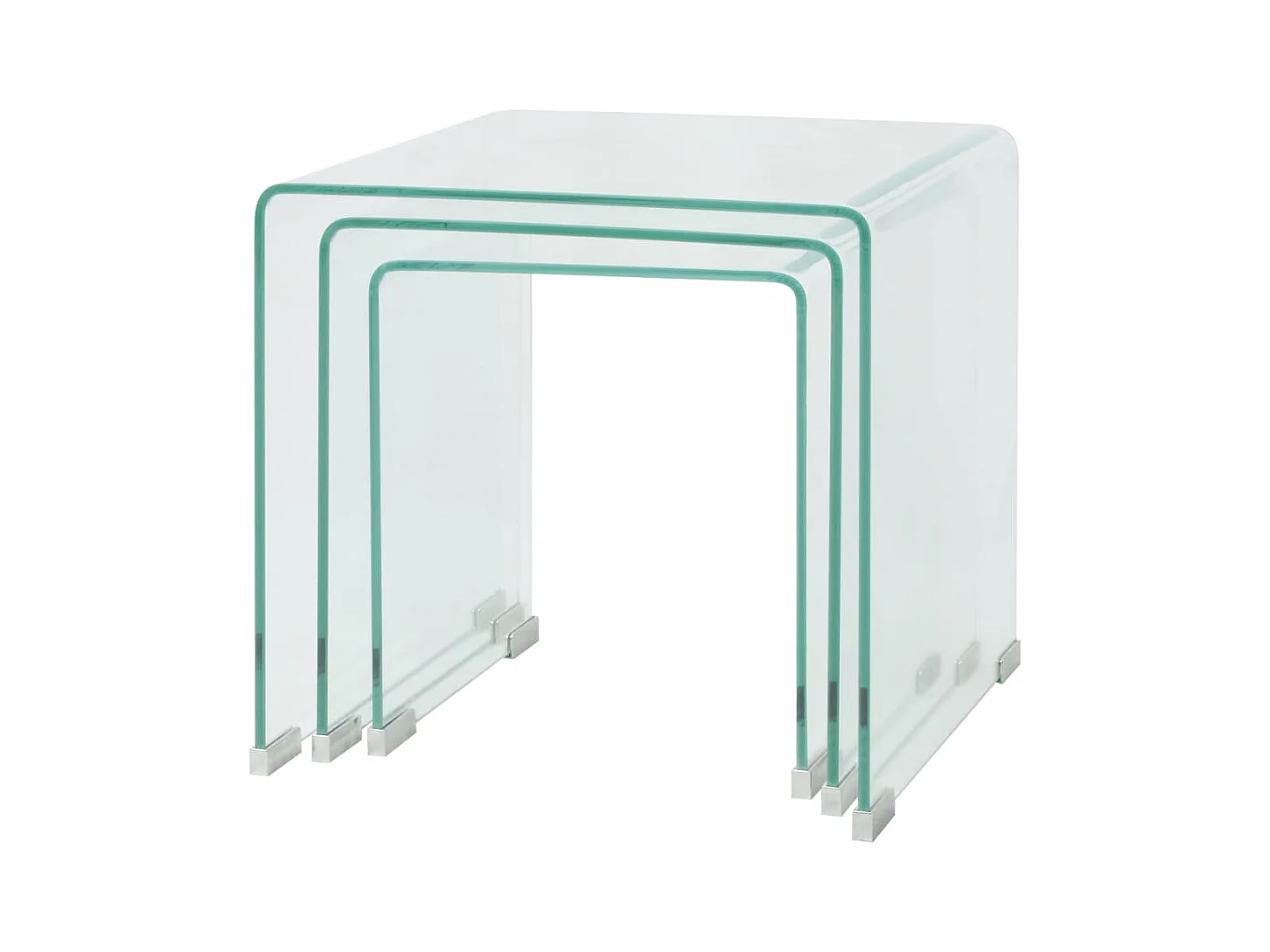 3-delige nesttafelset van helder gehard glas