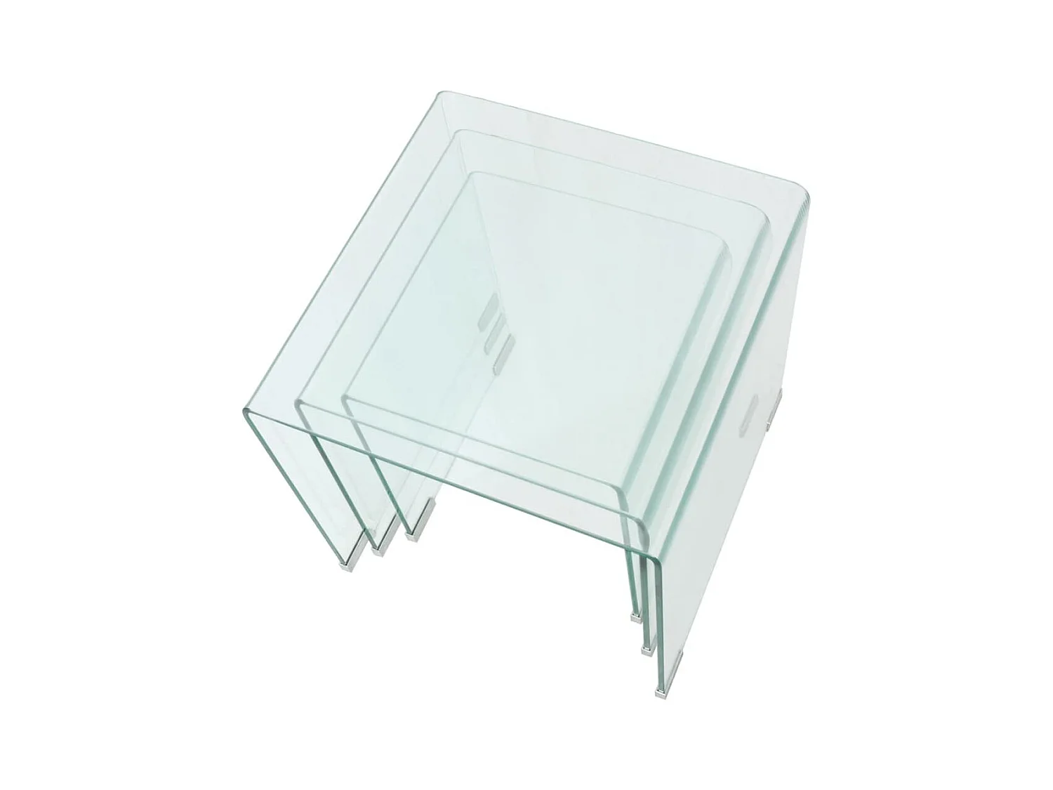 3-delige nesttafelset van helder gehard glas