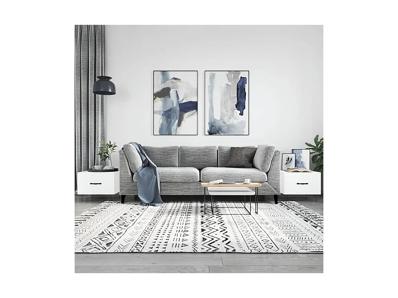 Salontafels 2 stuks wit 50x50x40 cm bewerkt hout