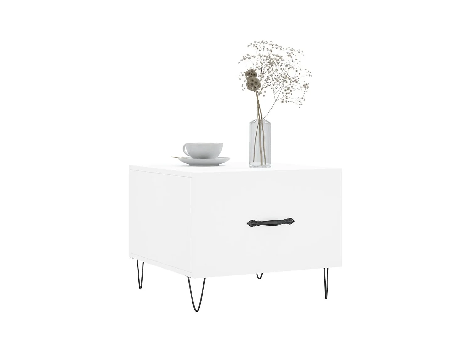 Salontafels 2 stuks wit 50x50x40 cm bewerkt hout