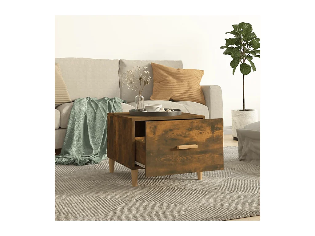 Tavolini da caffè 2 pezzi rovere affumicato 50x50x40 cm in legno ingegnerizzato