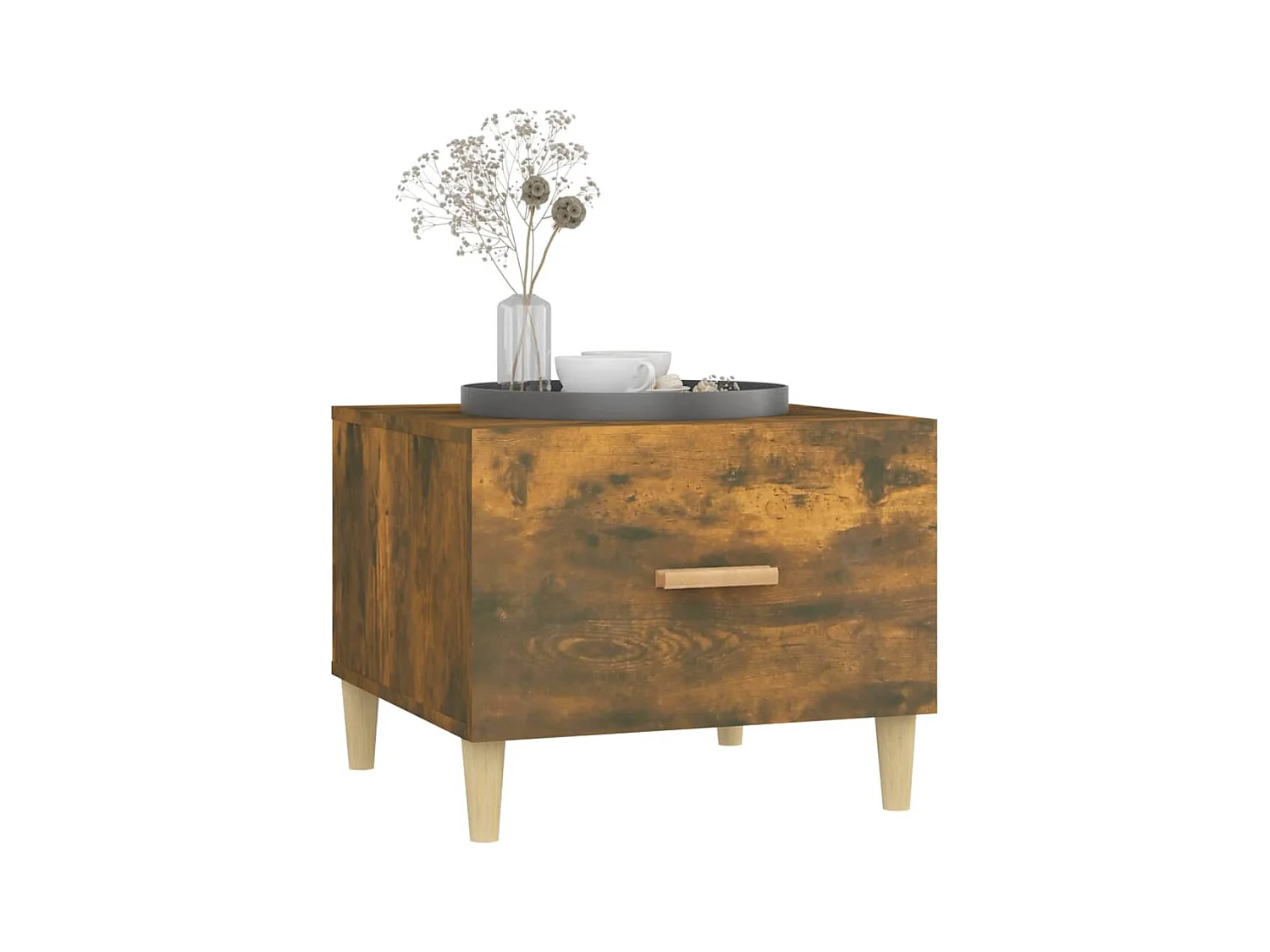 Tavolini da caffè 2 pezzi rovere affumicato 50x50x40 cm in legno ingegnerizzato