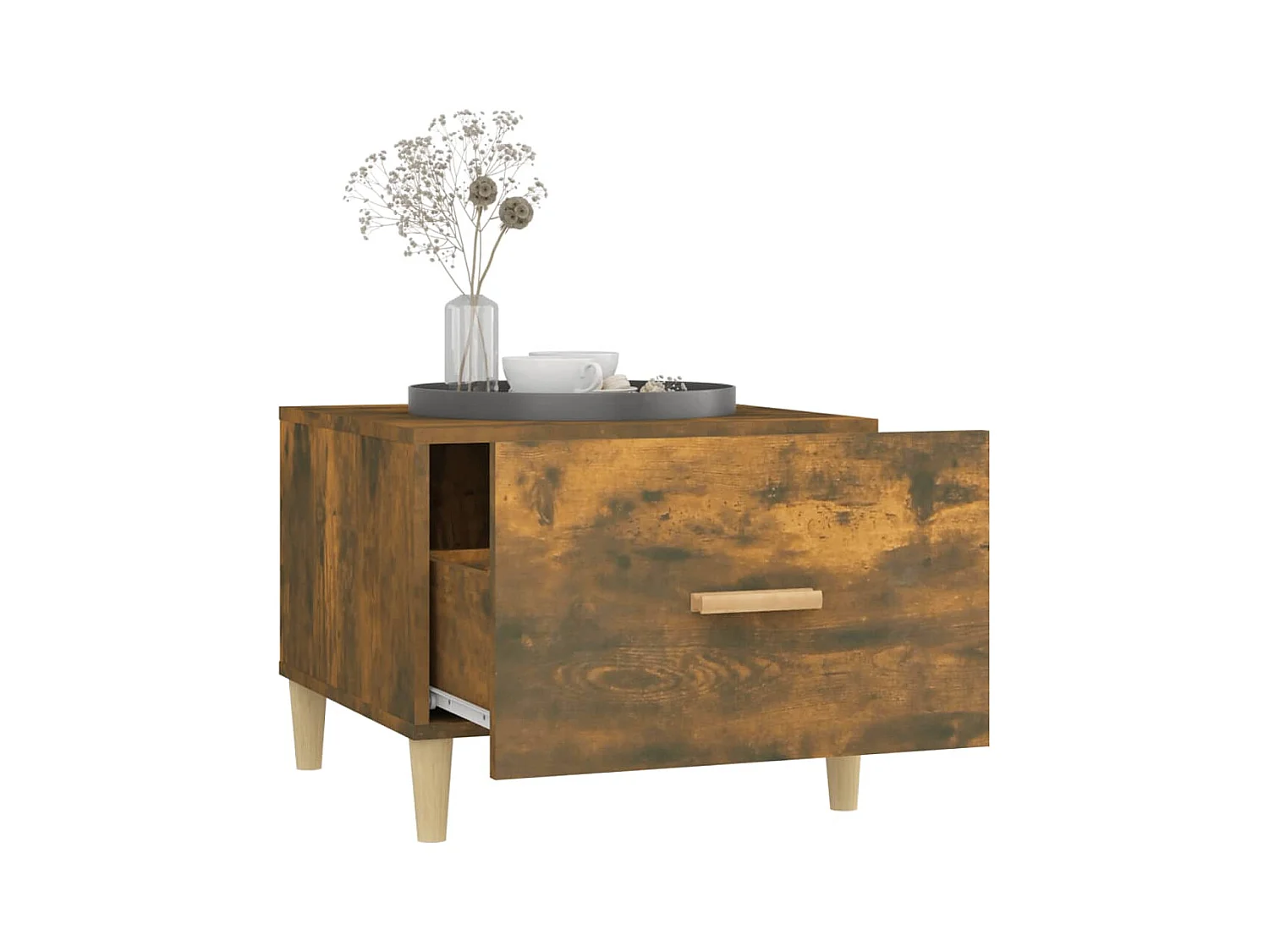 Tavolini da caffè 2 pezzi rovere affumicato 50x50x40 cm in legno ingegnerizzato