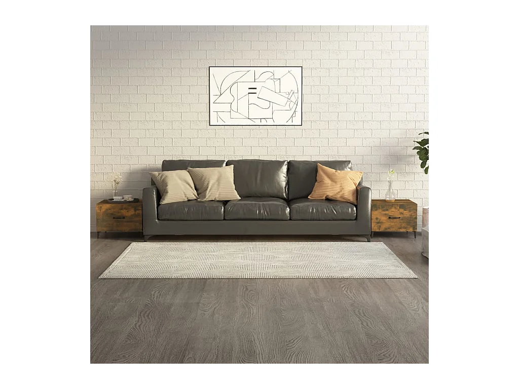 Tavolini con gambe in metallo 2 pz Rovere affumicato 50x50x40 cm