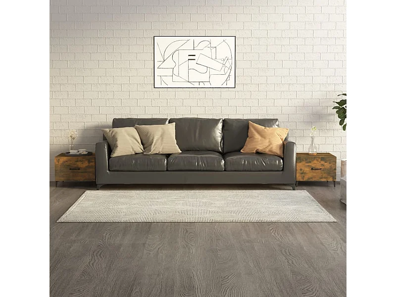 Tables basses avec pieds en métal 2 pcs Chêne fumé 50x50x40 cm