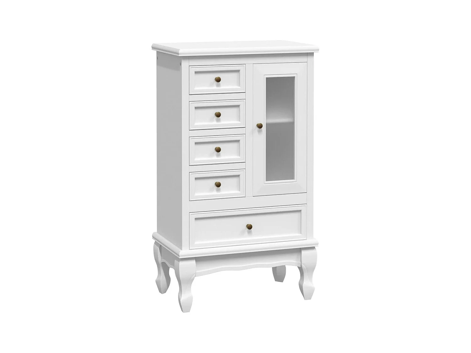 Armoire avec 5 tiroirs et 2 étagères Blanc
