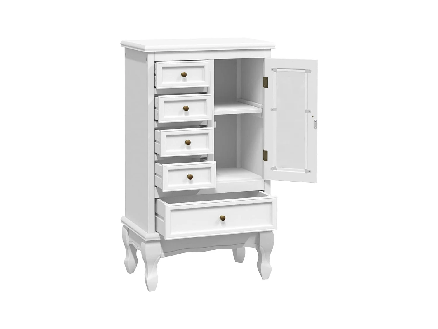 Armoire avec 5 tiroirs et 2 étagères Blanc