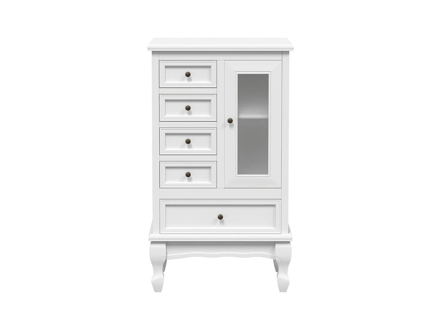 Armoire avec 5 tiroirs et 2 étagères Blanc