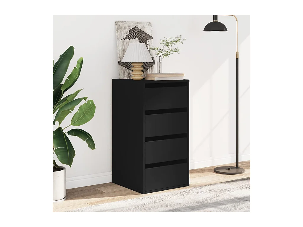 Cómoda esquinera negra 40x41x76 cm madera contrachapada