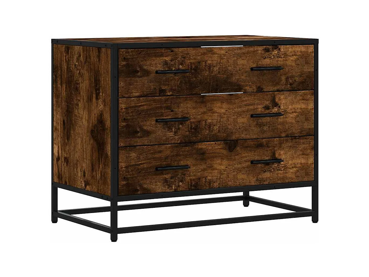 Gerookte eikenhouten ladekast 70x41x56 cm bewerkt hout