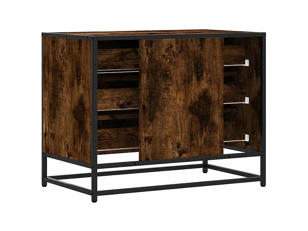 Gerookte eikenhouten ladekast 70x41x56 cm bewerkt hout