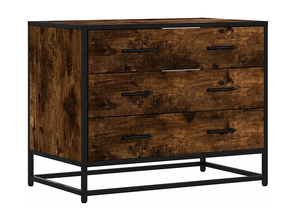 Commode chêne fumé 70x41x56 cm bois d'ingénierie