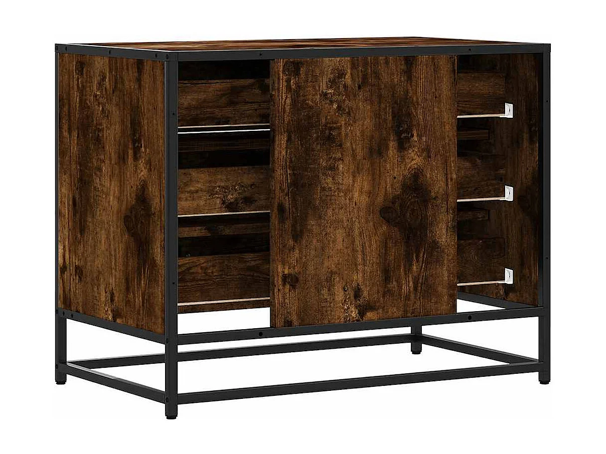Commode chêne fumé 70x41x56 cm bois d'ingénierie