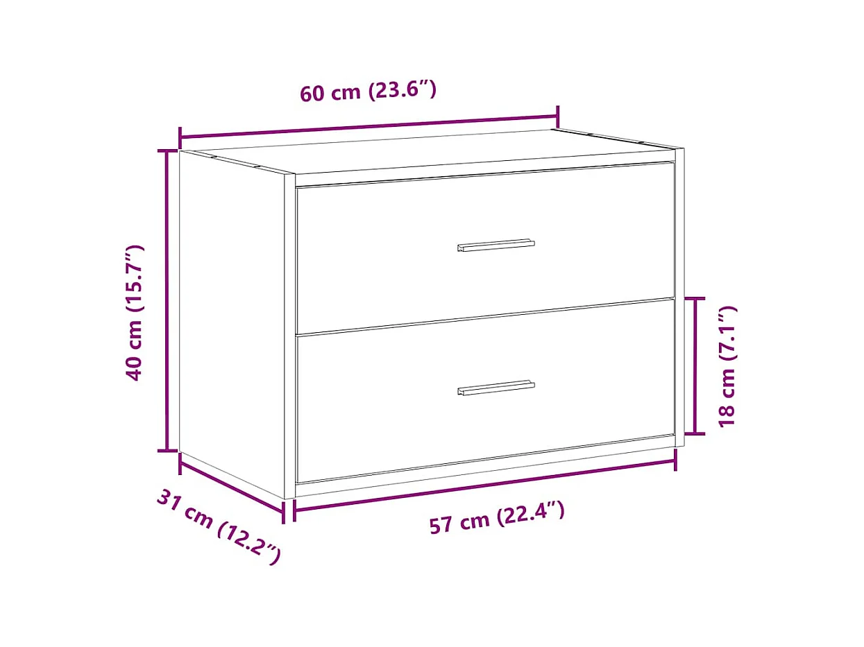 Armoire avec 2 tiroirs blanc 60x31x40 cm bois d'ingénierie