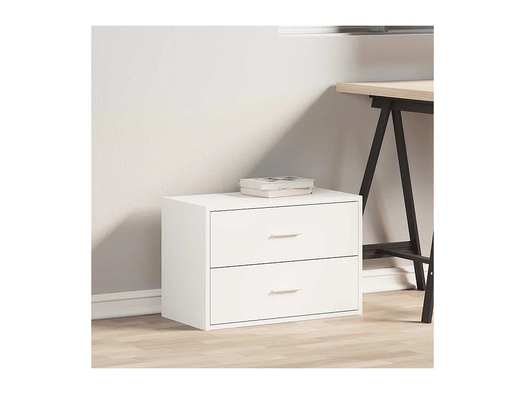 Armoire avec 2 tiroirs blanc 60x31x40 cm bois d'ingénierie