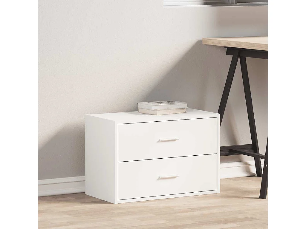 Armoire avec 2 tiroirs blanc 60x31x40 cm bois d'ingénierie