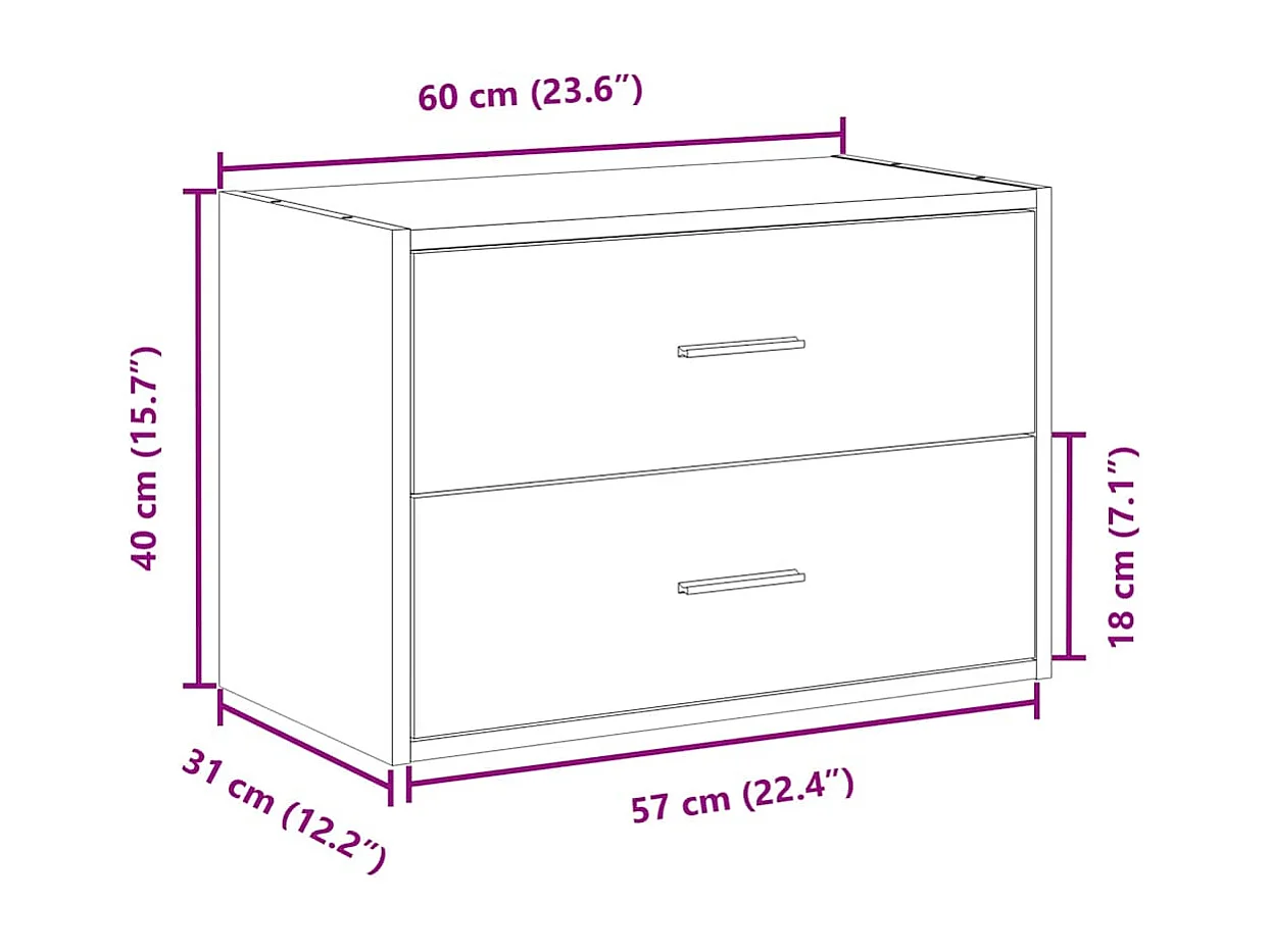Armoire avec 2 tiroirs blanc 60x31x40 cm bois d'ingénierie