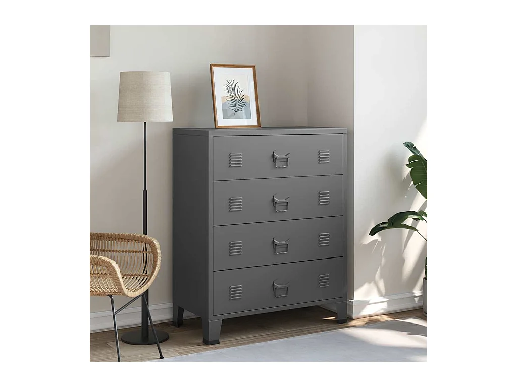 Armoire à tiroirs industrielle Anthracite 78x40x93 cm Métal