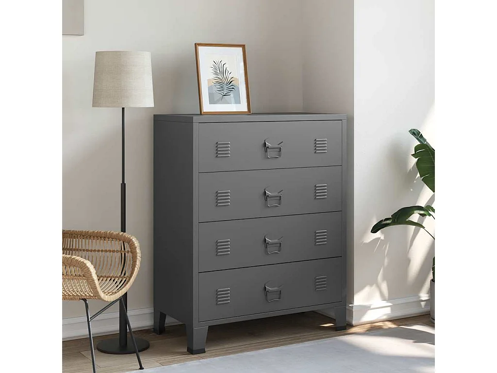 Armoire à tiroirs industrielle Anthracite 78x40x93 cm Métal
