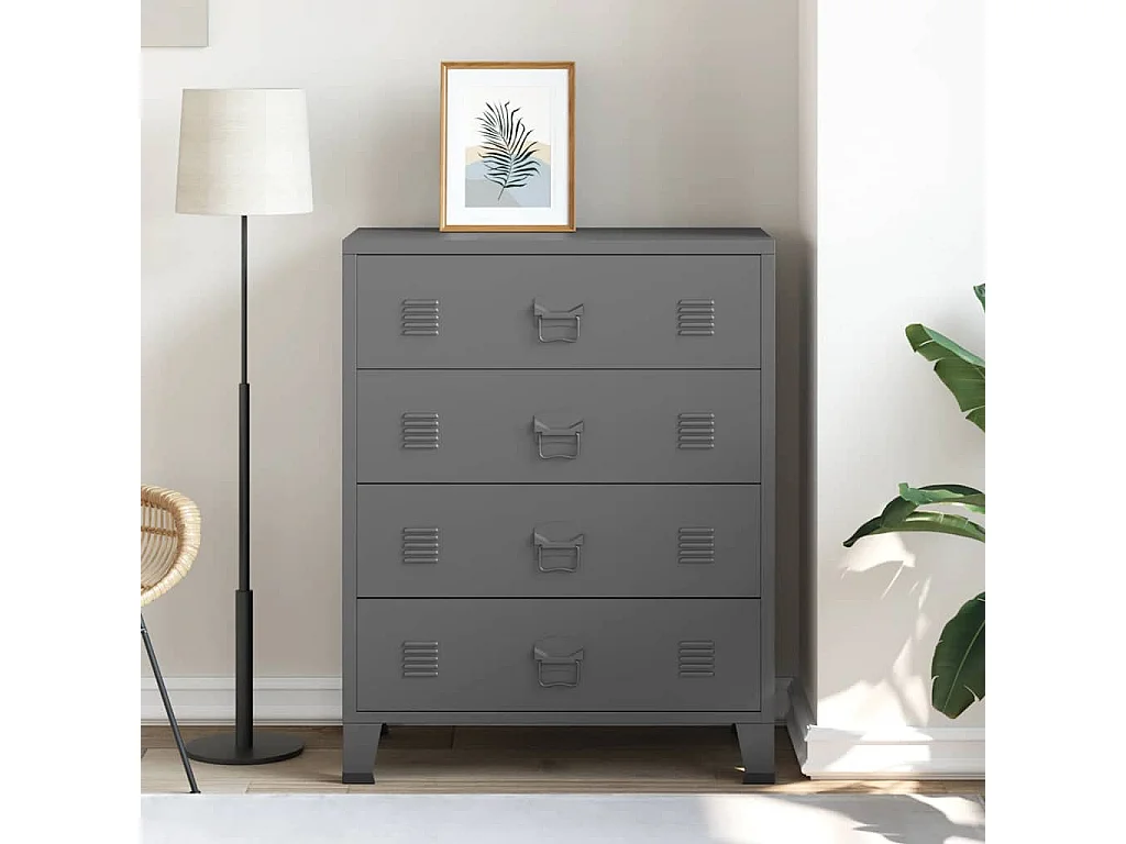Armoire à tiroirs industrielle Anthracite 78x40x93 cm Métal