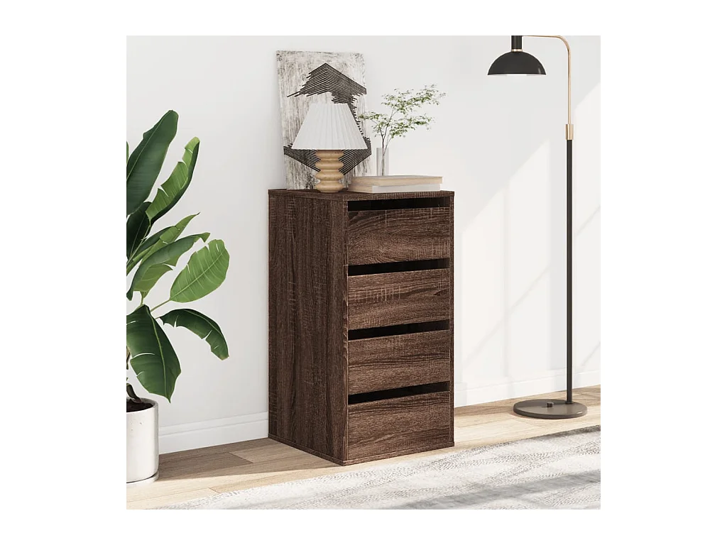 Bruine eikenhouten hoekladekast 40x41x76 cm bewerkt hout