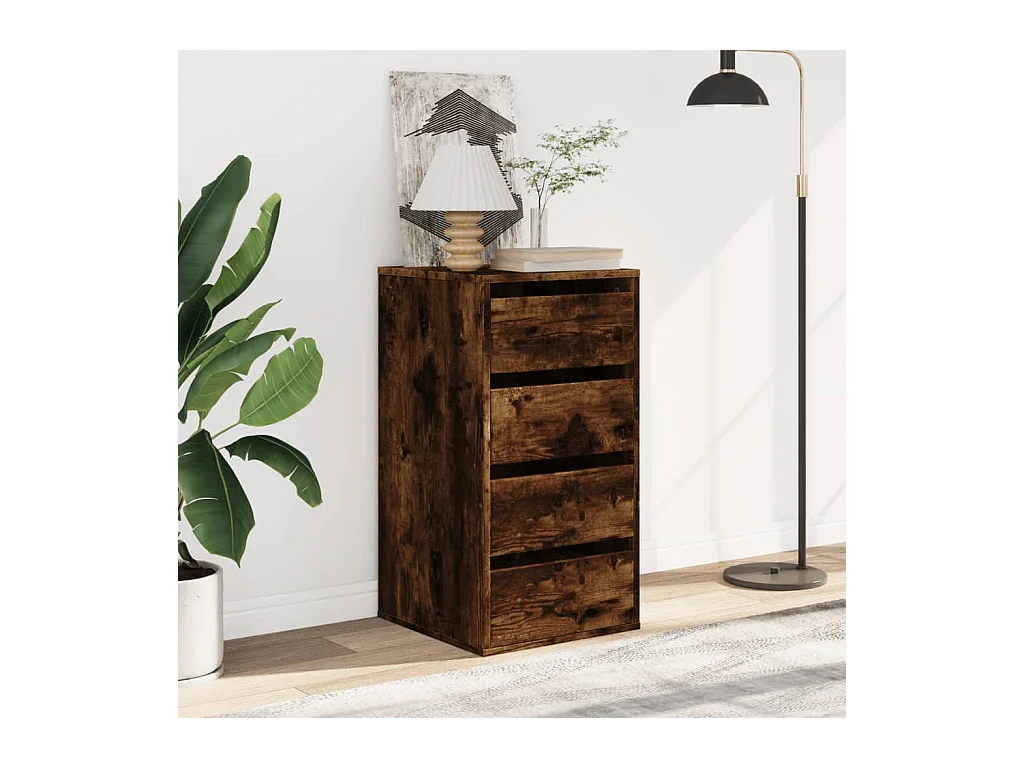 Gerookte eikenhouten hoekladekast 40x41x76 cm bewerkt hout