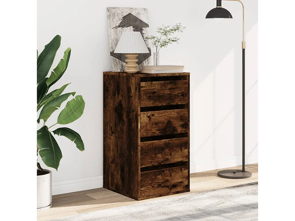 Commode d'angle chêne fumé 40x41x76 cm bois d'ingénierie