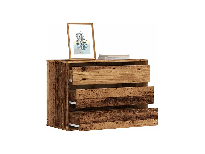 Cassettiera angolare in legno antico 80x41x58 cm in legno ingegnerizzato