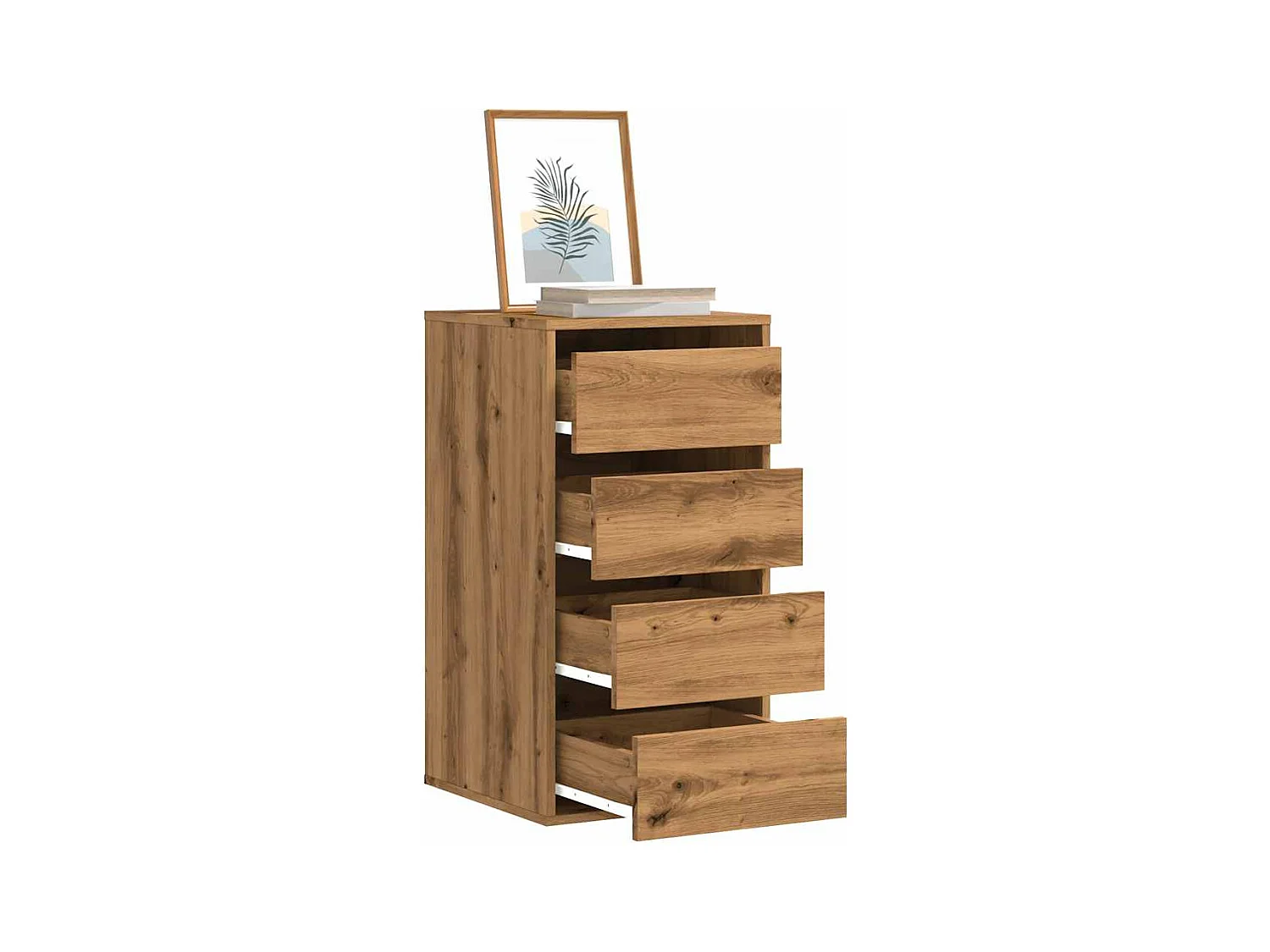 Commode d'angle chêne artisanal 40x41x76 cm bois d'ingénierie
