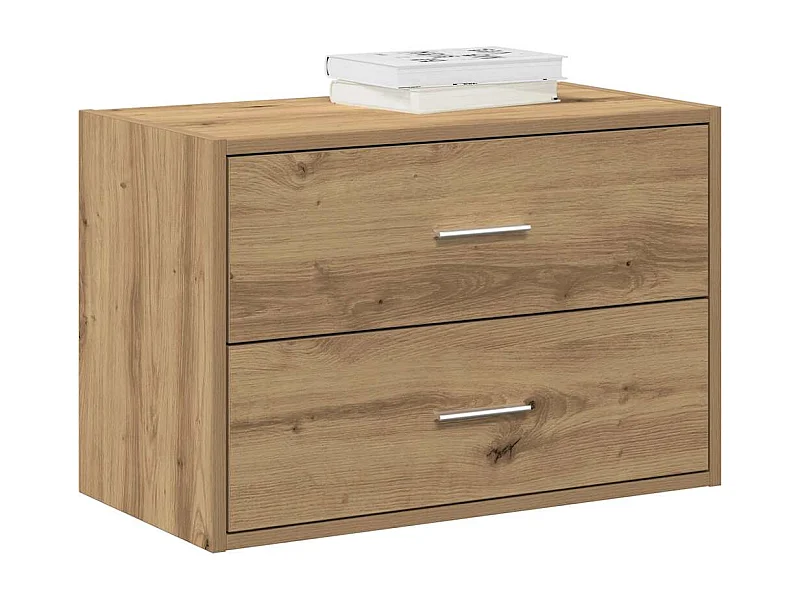 Mobiletto con 2 cassetti, rovere lavorato a mano, legno ingegnerizzato