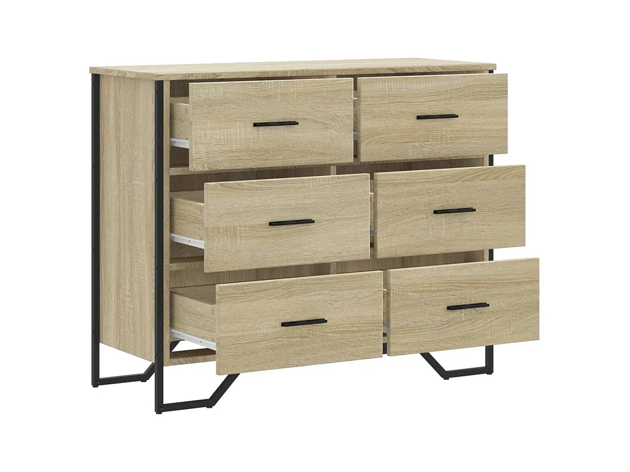 Cassettiera in rovere Sonoma 91x35,5x74,5 cm in legno ingegnerizzato