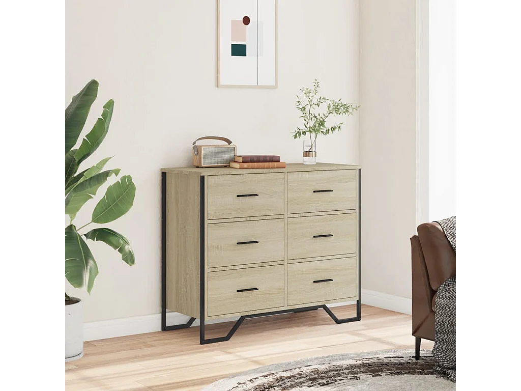 Cómoda de roble Sonoma 91x35,5x74,5 cm madera de ingeniería