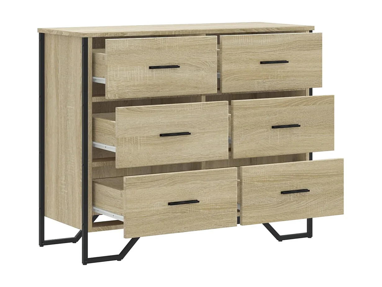 Cómoda de roble Sonoma 91x35,5x74,5 cm madera de ingeniería