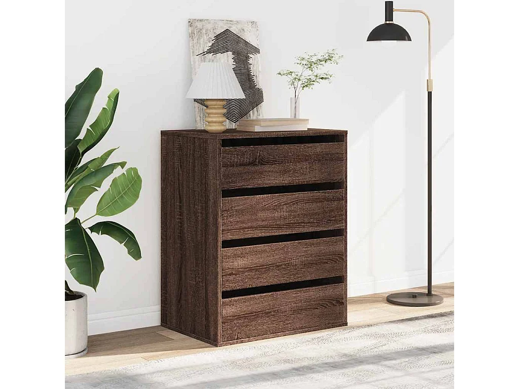 Commode d'angle chêne marron 60x41x76 cm bois d'ingénierie